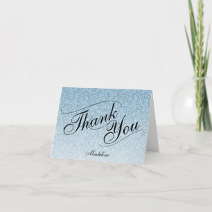 Light Blue Glam Glitter Thank You Card