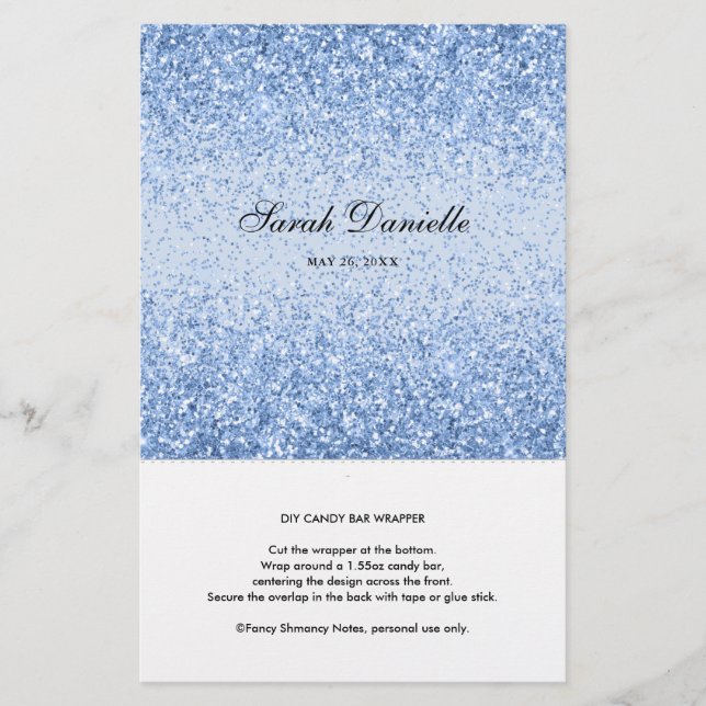 Light Blue Glitter Confetti Candy Bar Wrapper (Front)