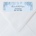 Light blue glitter drips return address label<br><div class="desc">A light blue,  baby blue background. Decorated with faux glitter drips,  paint dripping look. Personalize and add your name and address. Perfect for a bridal shower,  baby shower or birthday party invitations.</div>