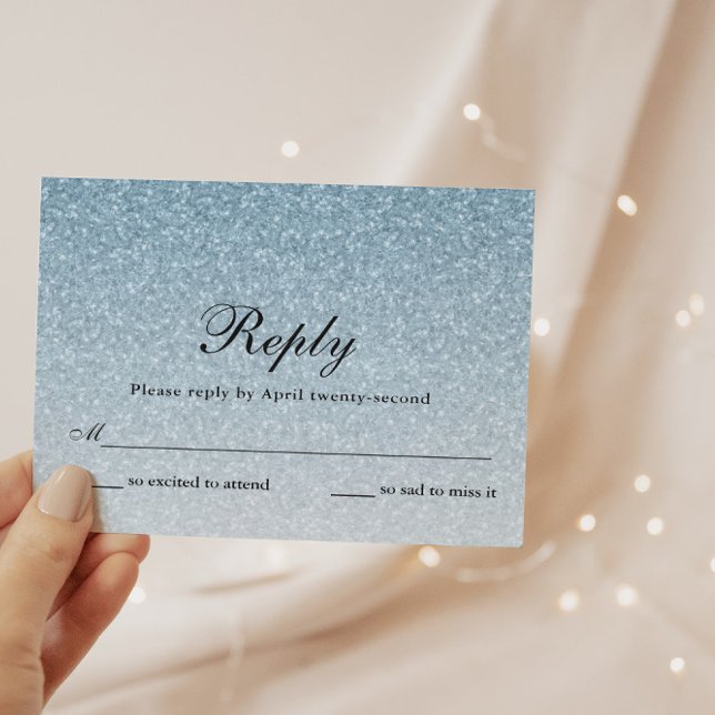 Light Blue Glitter Glam Personalized Reply Card (Creator Uploaded)