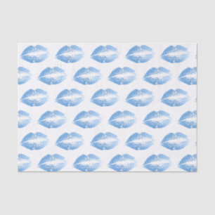 Light blue glitter kiss pattern tissue paper
