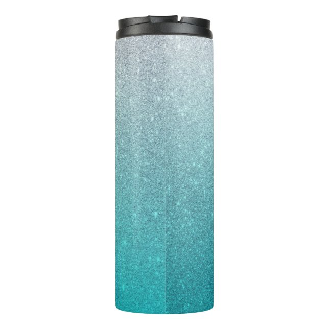 Light Blue Glitter Ombre Thermal Tumbler (Back)