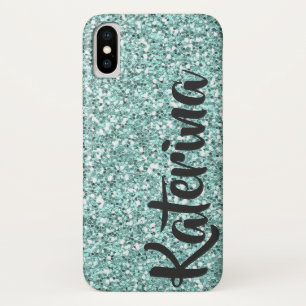 Light Blue Glitter Personalized with Your Name. Case-Mate iPhone Case
