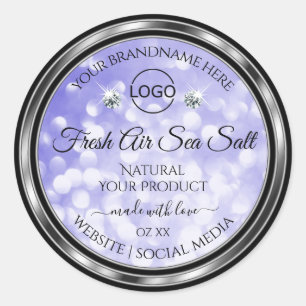 Light Blue Glitter Product Labels Diamonds Logo