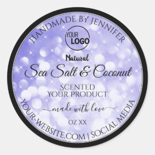 Light Blue Glitter Product Packaging Logo Labels