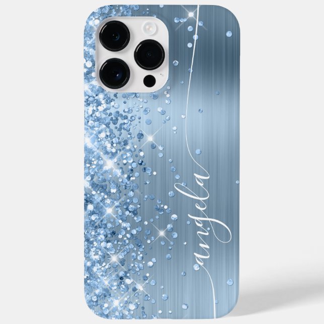 Light Blue Glittery Glam Signature Case-Mate iPhone Case (Back)
