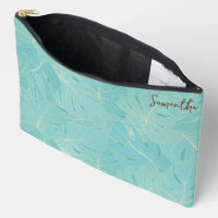 Light Blue & Gold Abstract Palm Leaves Pattern