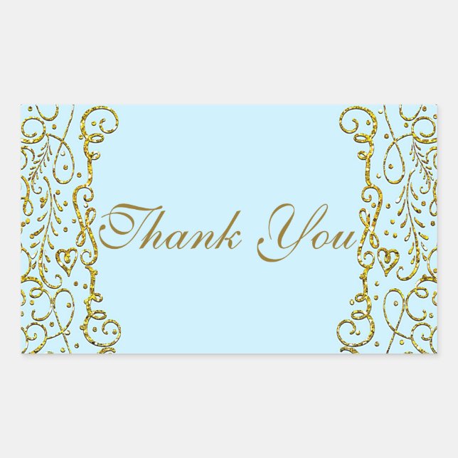 Light Blue Gold Castle PRINCESS PARTY Birthday Sticker (Front)