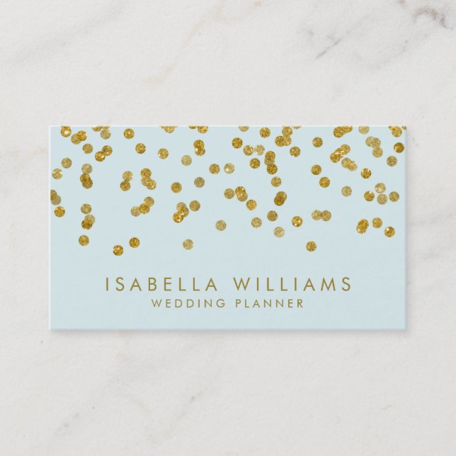 Light Blue & Gold Foil Confetti Business Card (Front)