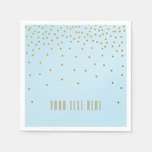 Light Blue & Gold Foil Confetti Dots Napkins
