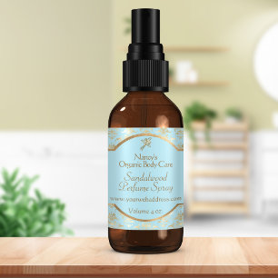 Light blue & gold foil damask cosmetics label 2