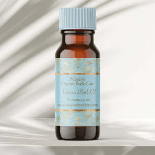 Light blue & gold foil damask cosmetics label 4