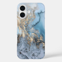 Light Blue & Gold Marble iPhone 6/6s Case
