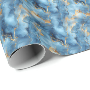 Light Blue & Gold Marble Wrapping Paper