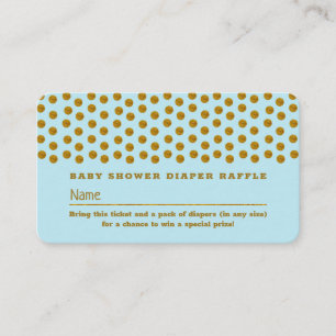 Light Blue & Gold Polka Dot , Diaper Raffle Ticket Enclosure Card