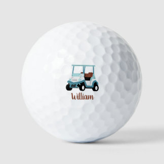 Light Blue Golf Cart personalized Balls