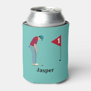 Light Blue Golfing Themed Can Cooler