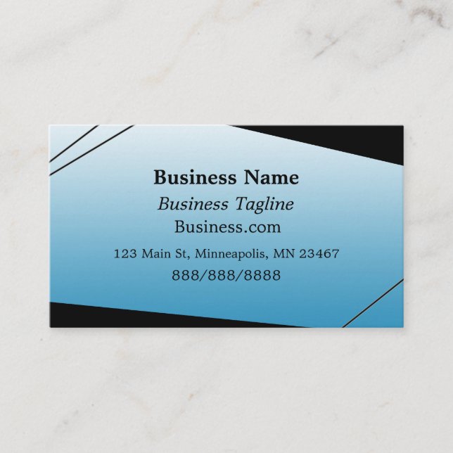 Light Blue Gradient and Black Abstract Business Card (Front)