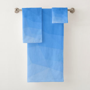 Light blue gradient geometric mesh bright pattern bath towel set