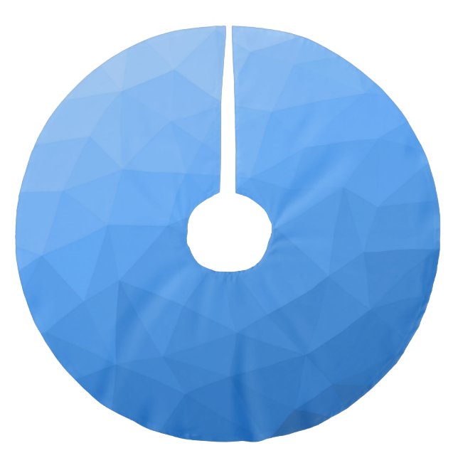 Light blue gradient geometric mesh pattern brushed polyester tree skirt (Front)