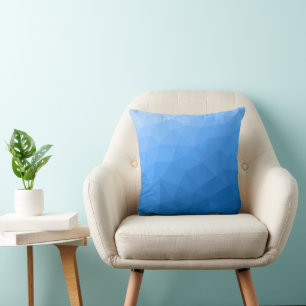 Light blue gradient geometric mesh pattern throw pillow