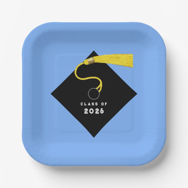 Light Blue Graduation 2025 Party Paper Plate (Front)
