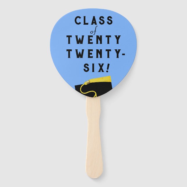 Light Blue Graduation Class of '25 Hand Fan (Front)