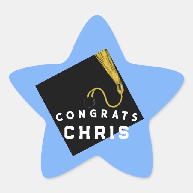 Light Blue Graduation Star Sticker (Front)