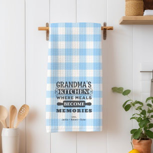 Light Blue Grandma Meals Become Memories Kitchen Towel