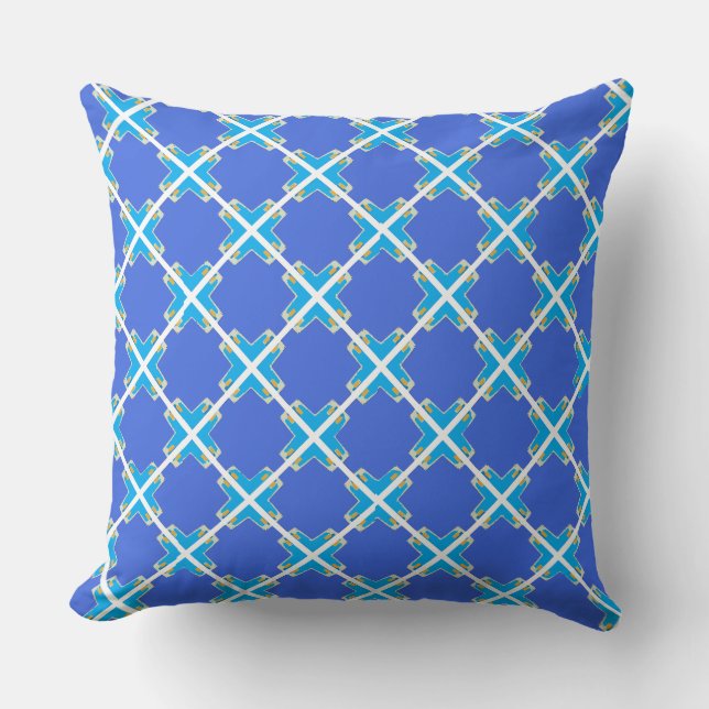 Light Blue Greek Cross Pattern  Throw Pillow (Front)