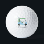Light Blue & Green Golf Cart Personalized Balls<br><div class="desc">Hit the links! Add your personalized touch to these golf balls. Click "edit design" to change the font, image size, etc. Transfer this design onto the products of your choice too! Please visit my designer store, PreppyPrint.com, for coordinating items.</div>