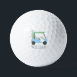 Light Blue & Green Golf Cart Personalized Balls<br><div class="desc">Hit the links! Add your personalized touch to these golf balls. Click "edit design" to change the font,  image size,  etc. Transfer this design onto the products of your choice too! Please visit my designer store,  PreppyPrint.com,  for coordinating items.</div>