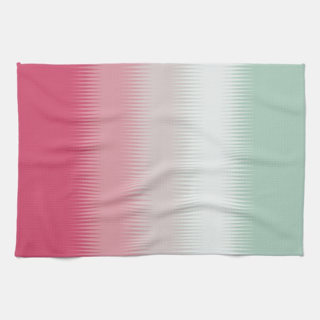 Light Blue Green Grey Grey Maroon Red Kitchen Towel (Horizontal)