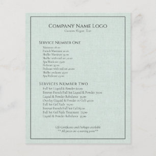 Light blue green linen text black typography flyer