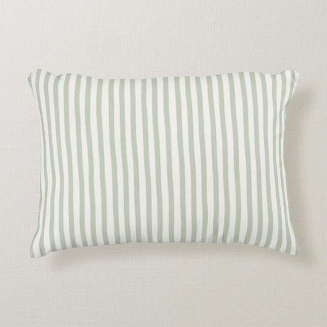 Light Blue Green White Stripes Accent Pillow (Front)