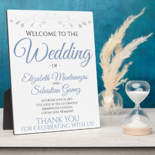 Light Blue & Grey Elegant Wedding Welcome Sign Plaque