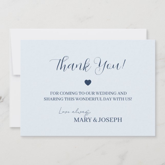 Light Blue Grey & Navy Thank You Card Customizable (Front)