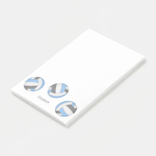 light blue grey personalized volleyball post-it notes