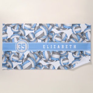 Light blue grey volleyball sports team colours beach towel