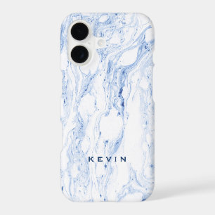 Light-blue-grey & White marble swirls
