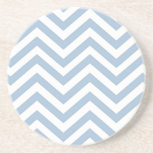 Light Blue Grunge Textured Chevron Coaster