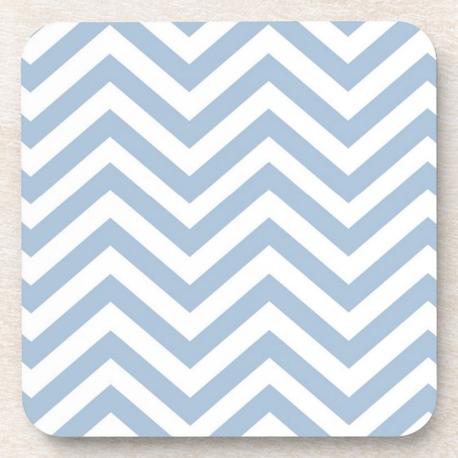 Light Blue Grunge Textured Chevron Coaster (Front)