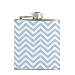 Light Blue Grunge Textured Chevron Hip Flask