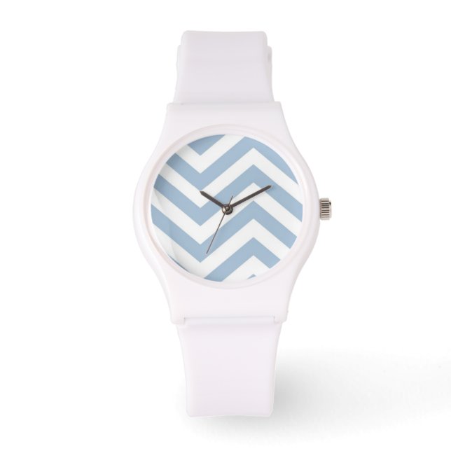 Light Blue Grunge Textured Chevron Watch (Front)