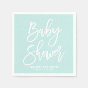Light Blue Hand Lettered Baby Shower Paper Napkins