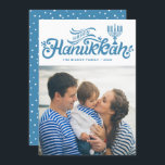 Light Blue Happy Hanukkah Hand Lettered Photo Holiday Card<br><div class="desc">Light Blue Happy Hanukkah Hand Lettered Photo Holiday Card | Send Hanukkah greetings to family and friends with this customizable  holiday flat card. It featuring light blue hand lettered script with menorah illustration. Other colours are available.</div>