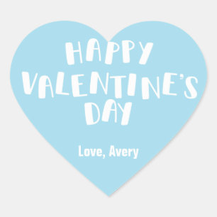Light Blue Happy Valentine’s Day Heart Sticker