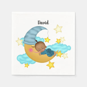 Light Blue Hat Baby on a Moon  Napkin