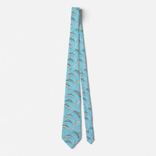 Light Blue Hawaiian Tribal Dolphins Tie