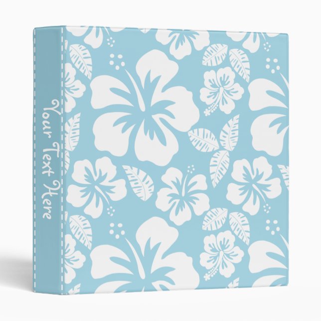 Light Blue Hawaiian Tropical Hibiscus Binder (Front/Spine)
